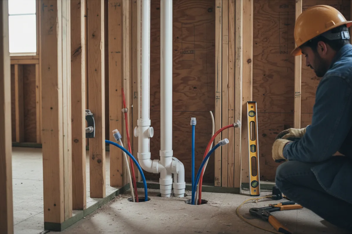 Drain and supply rough-in during Drain Cleaning in Laconia